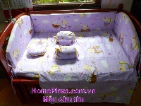Chăn ga gối quây cũi cừu tím phớt ( dùng cho giường cũi m1x70 )